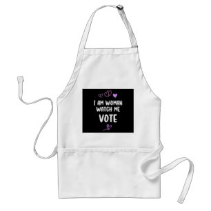 Ik ben een vrouw die mij ziet stemmen standaard schort