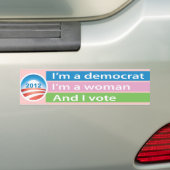 Ik ben een vrouw en ik stem! bumpersticker (Op auto)
