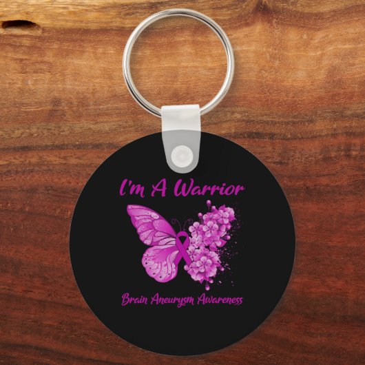 Ik ben een Warrior Brain Aneurysm Awareness 1 Sleutelhanger (Voorkant)