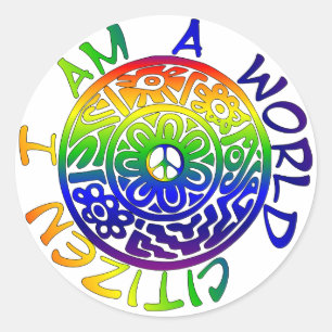 Ik ben een wereldburger ronde sticker