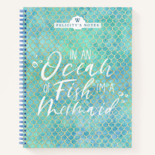 Ik ben een Zeemeermin Aqua & Gold Mermaid Scale Notitieboek