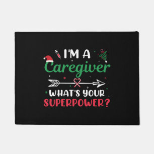 Ik ben een Zorgverlener Wat is je Superpower Kerst Deurmat