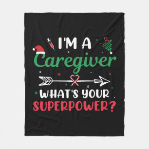 Ik ben een Zorgverlener Wat is je Superpower Kerst Fleece Deken