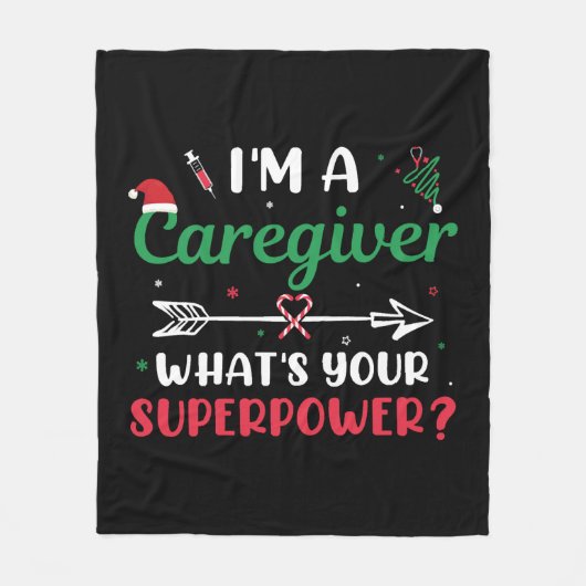 Ik ben een Zorgverlener Wat is je Superpower Kerst Fleece Deken (Voorkant)