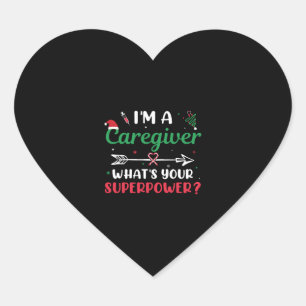 Ik ben een Zorgverlener Wat is je Superpower Kerst Hart Sticker