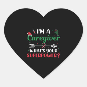 Ik ben een Zorgverlener Wat is je Superpower Kerst Hart Sticker