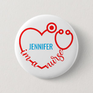 Ik ben een zuster Stethoscope Heart Cadeau Birthda Ronde Button 5,7 Cm