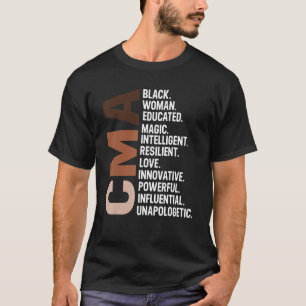 Ik ben een zwarte Cma Zurse Rn Afro Woman Black Hi T-shirt
