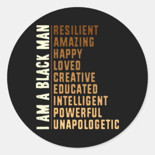 Ik ben een zwarte man - zwarte geschiedenis maand  ronde sticker