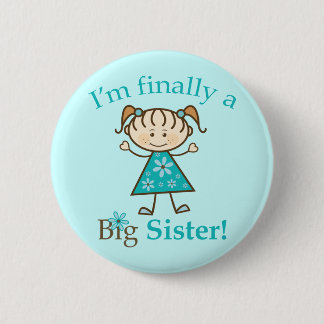 Ik ben eindelijk een Big Sister Stick Figuur Girl Ronde Button 5,7 Cm
