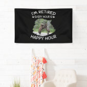 Ik ben elk uur met pensioen, gelukkig uur spandoek (Insitu)