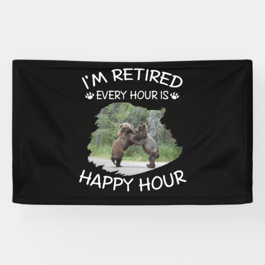 Ik ben elk uur met pensioen, gelukkig uur spandoek (Horizontaal)