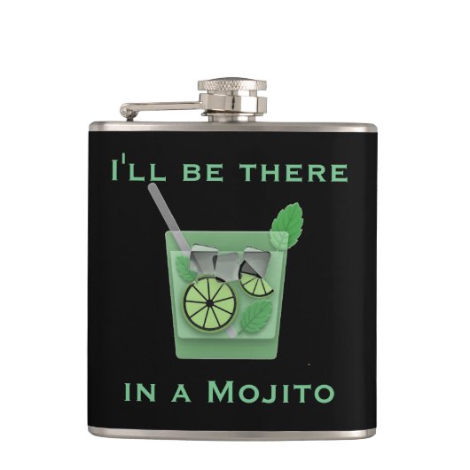 Ik ben er in een Mojito Funny Cocktail Quote Heupfles (Voorkant)