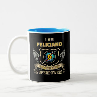 Ik Ben FELICIANO Wat Is Jouw Superkracht Tweekleurige Koffiemok