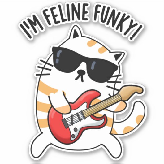 Ik ben Feline Funky Cat Pun Sticker (Voorkant)