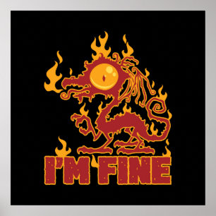 Ik ben Fine Burning Dragon Poster