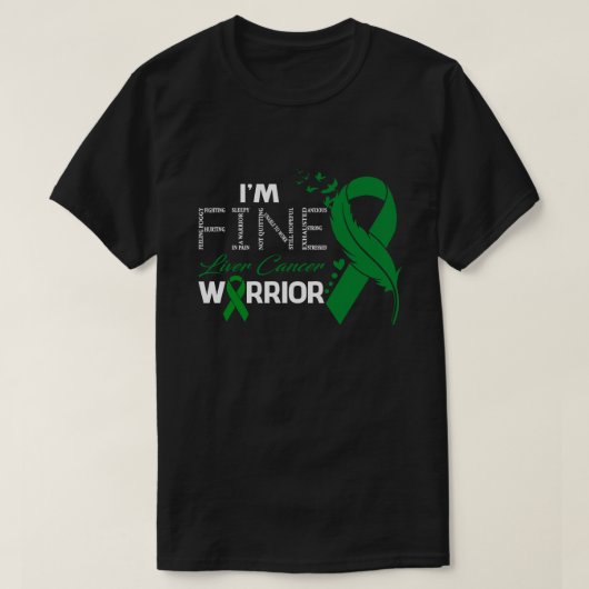 Ik ben Fine Liver Cancer Warrior Awareness Feather T-shirt (Design voorkant)