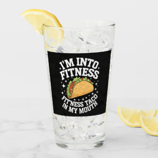 Ik ben fit Fitness Taco in mijn mond Grappige Gy Glas