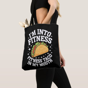 Ik ben fit Fitness Taco in mijn mond Grappige spor Draagtas