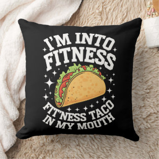 Ik ben fit Fitness Taco in mijn mond Grappige spor Kussen