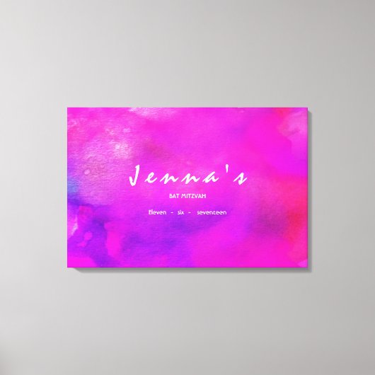 Ik ben FUCHSIA WATERVERF Bat Mitzvah. Canvas Afdruk (Voorkant)