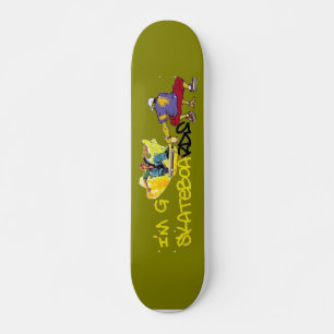Ik ben G Skateboard-Graffiti - groen/geel Skateboard