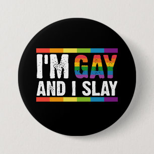 Ik ben gay en ik sla LGBTQ Gay Pride Ronde Button 7,6 Cm