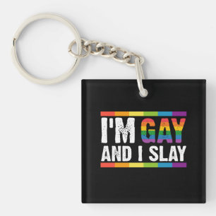 Ik ben gay en ik sla LGBTQ Gay Pride Sleutelhanger