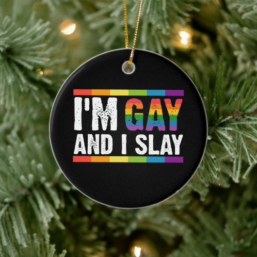 Ik ben Gay en ik speel LGBTQ Gay Pride Keramisch Ornament (Boom)