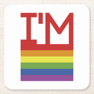 Ik ben Gay   Regenboogvlag Vierkante Kartonnen Onderzetter