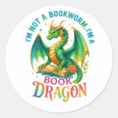 Ik ben geen boekenworm... ronde sticker (Voorkant)