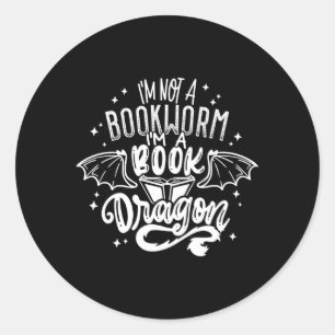 Ik ben geen boekenwurm Ik ben een boek Dragon Fant Ronde Sticker
