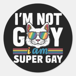 Ik ben geen gay ik ben super gay lgbt gay pride ka ronde sticker