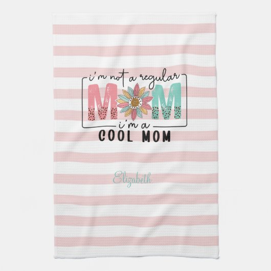 Ik ben geen gewone moeder Pink Stripes Theedoek (Verticaal)