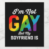 Ik ben geen homo maar mijn vriend is grappig LGBTQ Wijn Etiket (Enkel label)