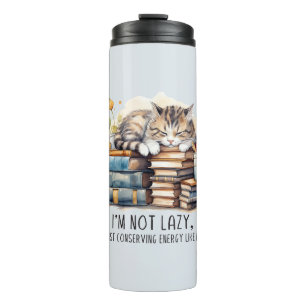 Ik ben geen luie schattige kat thermosbeker