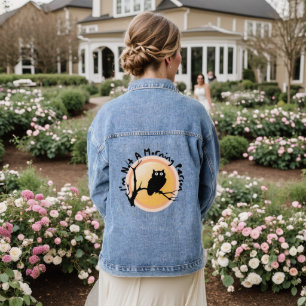 Ik ben geen ochtendmens leuke uil citaat denim jacket