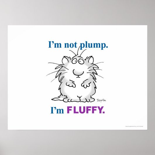 IK BEN GEEN PLUMP, IK BEN FLUFFY poster VAN Sandra (Voorkant)
