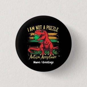 Ik ben geen puzzel omarmen van acceptatie van auti ronde button 3,2 cm
