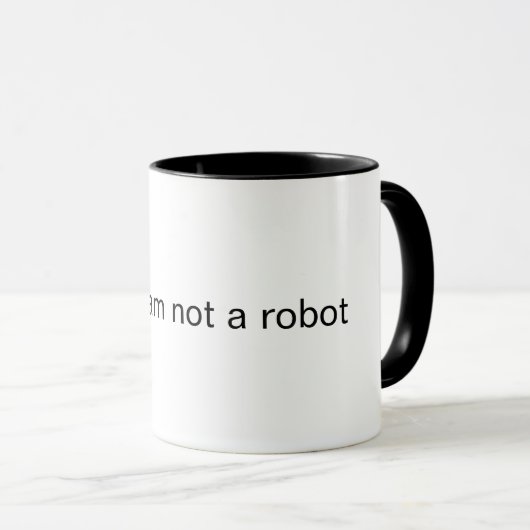 Ik ben geen robot - Zwarte en Witte Mok (Voorkant rechts)