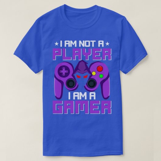 Ik ben geen speler Im een gamer Paarse game contro T-shirt (Design voorkant)