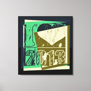 Ik ben gek op 2013 - Pop-kunst-schilderwerk Canvas Afdruk