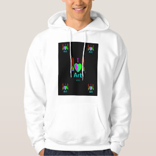 Ik ben gek op Art Mannen White Pullover Hoodie