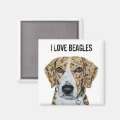 Ik ben gek op Beagles Magnet Magneet (Voorkant / Achterkant)