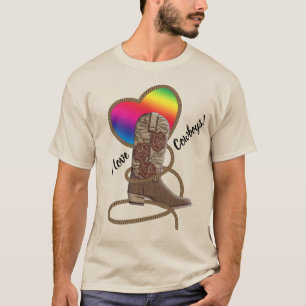 Ik ben gek op Cowboys Gay Pride Rainbow Heart T-shirt