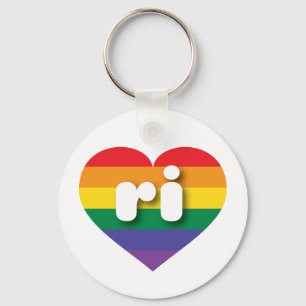 Ik ben gek op het Rhode Island Rainbow Heart Sleutelhanger