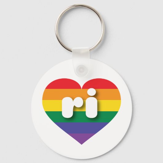 Ik ben gek op het Rhode Island Rainbow Heart Sleutelhanger (Voorkant)