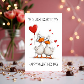 Ik ben gek op jou, Cute Duck Valentijnsdag Feestdagen Kaart