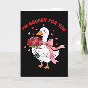 Ik ben gek op jou domme gans bloemboeket valen kaart