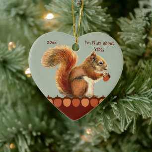 Ik ben gek op jou en alleen jij Fun Squirrel Love Keramisch Ornament